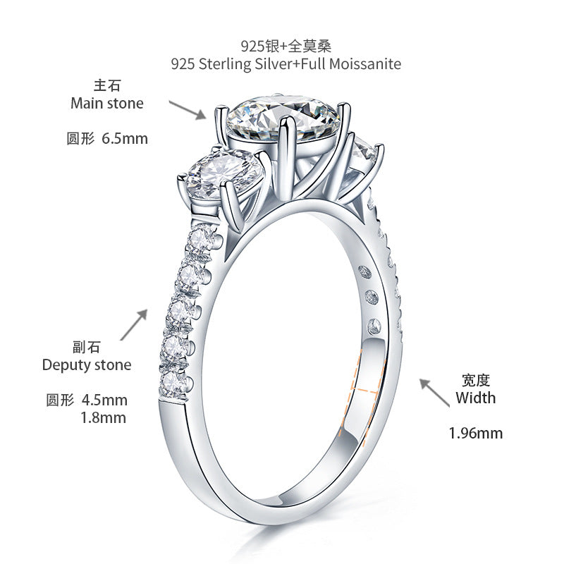 Sansheng stone silver plated 18k gold closed full moissanite women's fashion ring