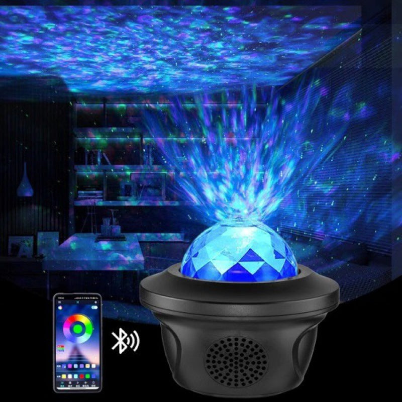 Starry sky light, projection light, laser water ripple light, bluetooth music atmosphere, night light, creative romantic projector light