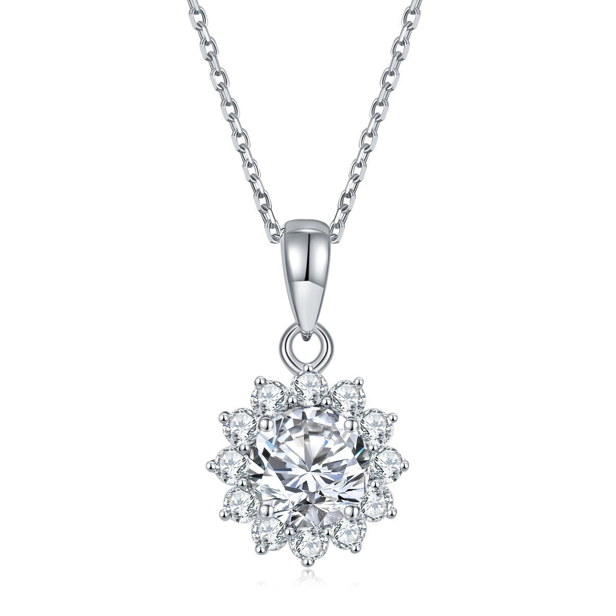 925 sterling silver plated 18K platinum pt950 sunflower necklace female set with diamonds moissanite mom gift pendant