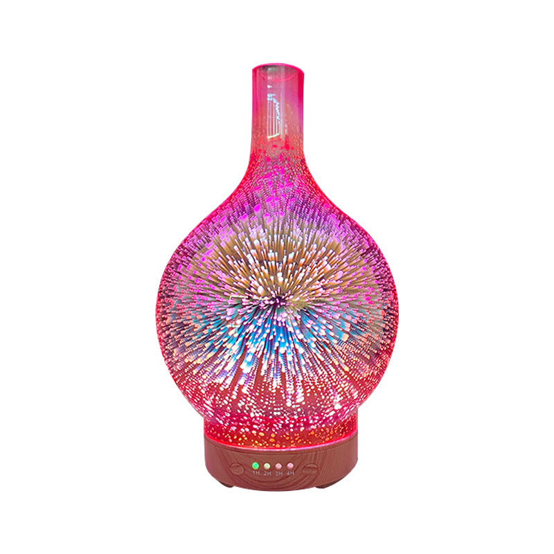 Luminous ultrasonic atomization 3D glass aromatherapy humidifier diffuser colorful fireworks pattern