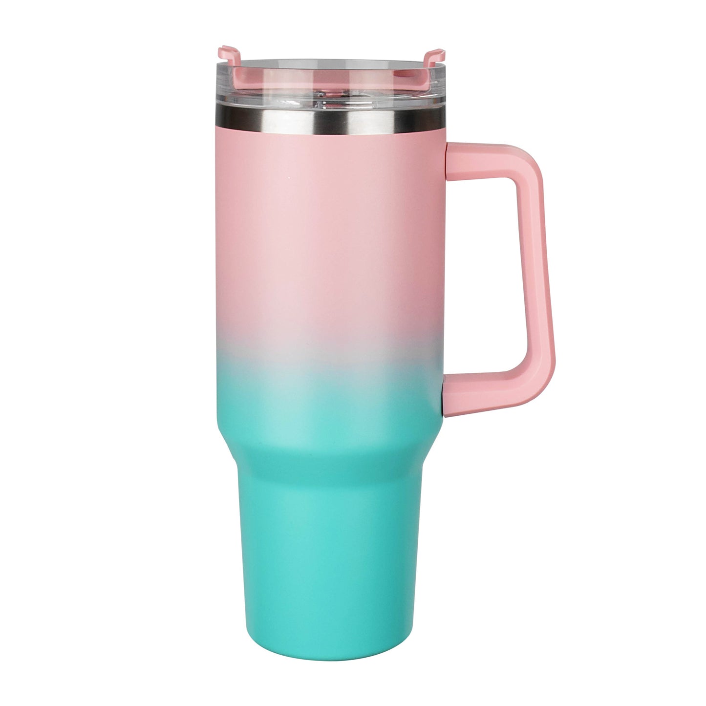 Insulated Reusable Stainless Steel Travel Mug Keeps Drinks Cold up to 24 Hours, 40 oz Tumbler with Handle and Straw Lid