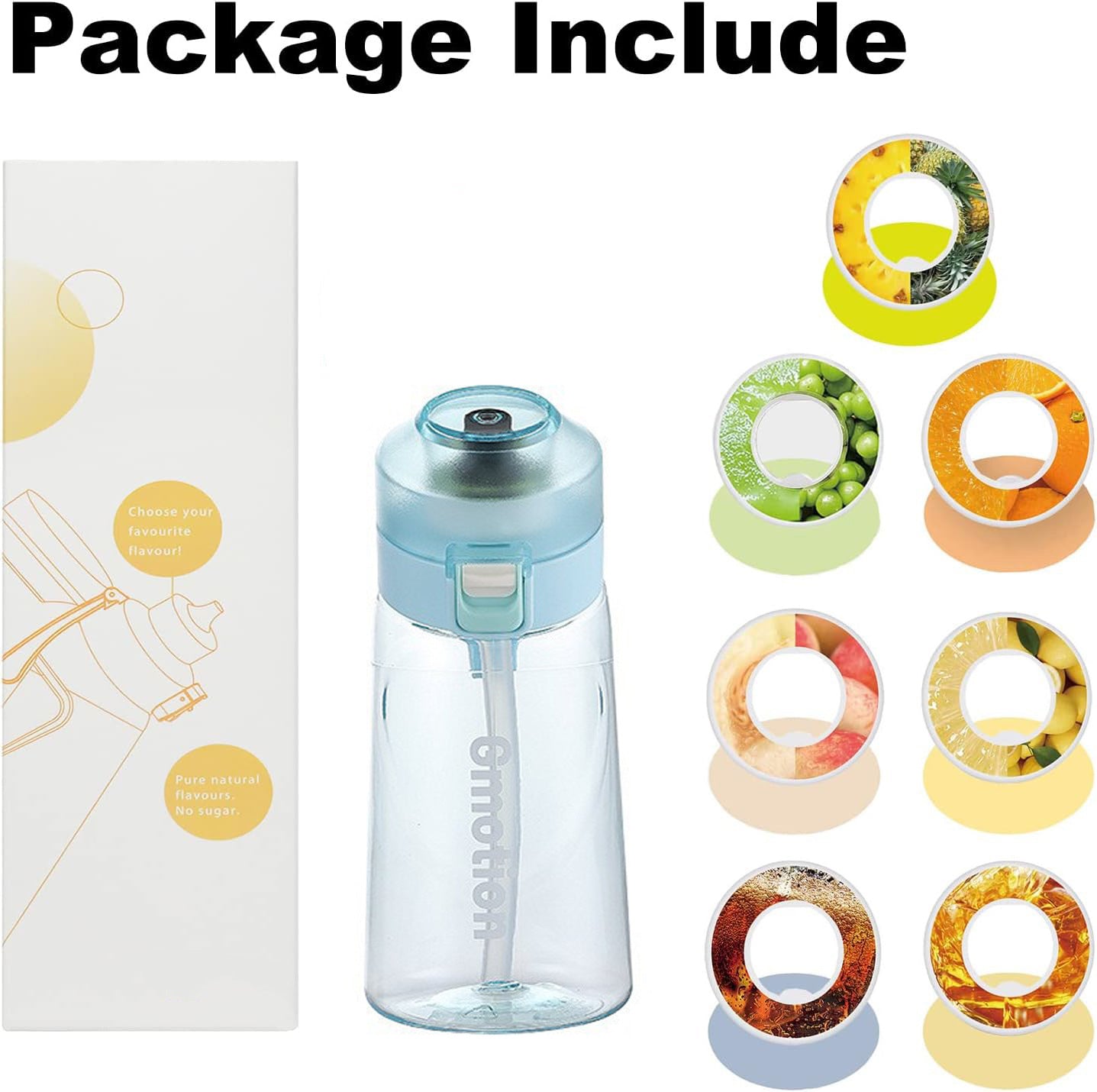 Transparent Fruit Fragrance Water Bottle with Flavor Pods,18.5 Oz/500ml,21.9 Oz/650ml Scent Sports Water Cup