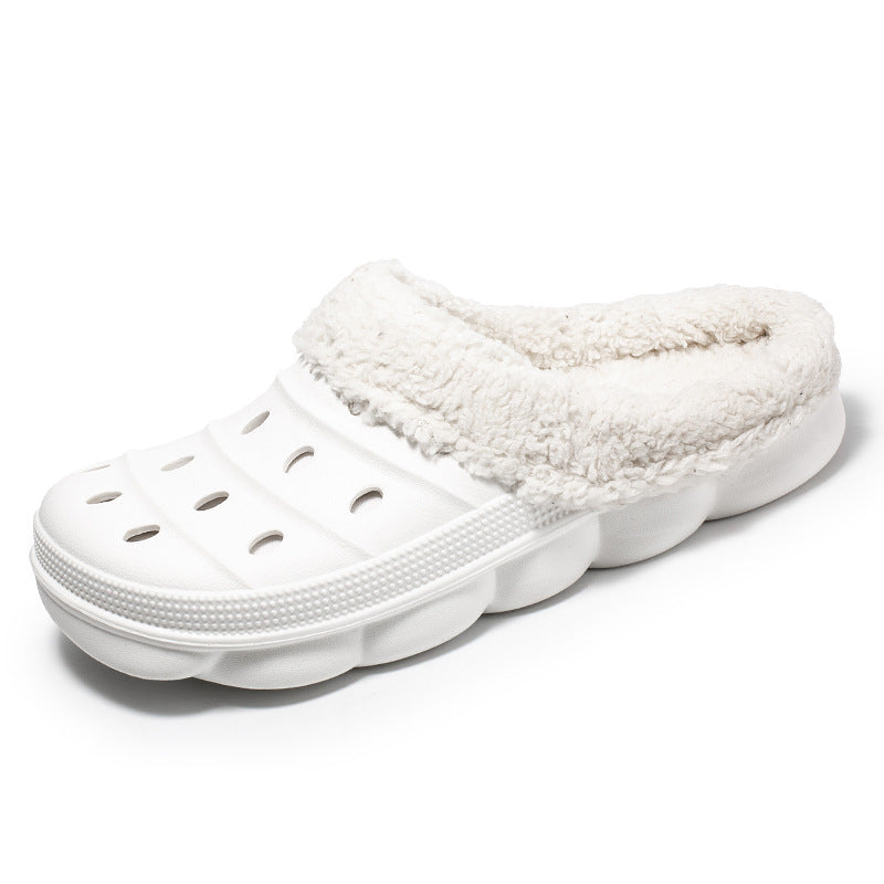 Winter velvet warm home cotton slippers couple room cotton slippers hole shoes garden shoes