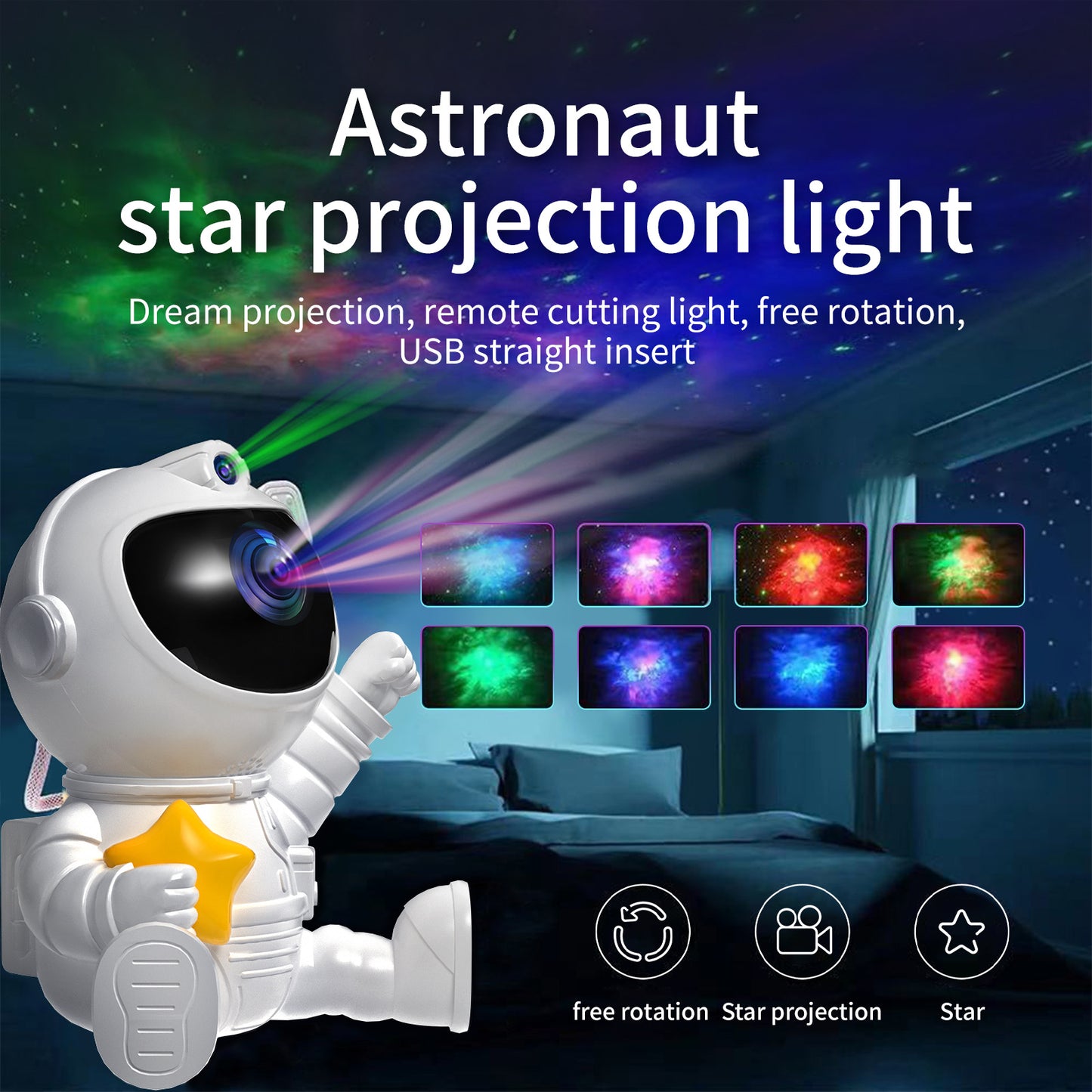 Astronaut LED Night Light Galaxy Starry Star Projector Lamp