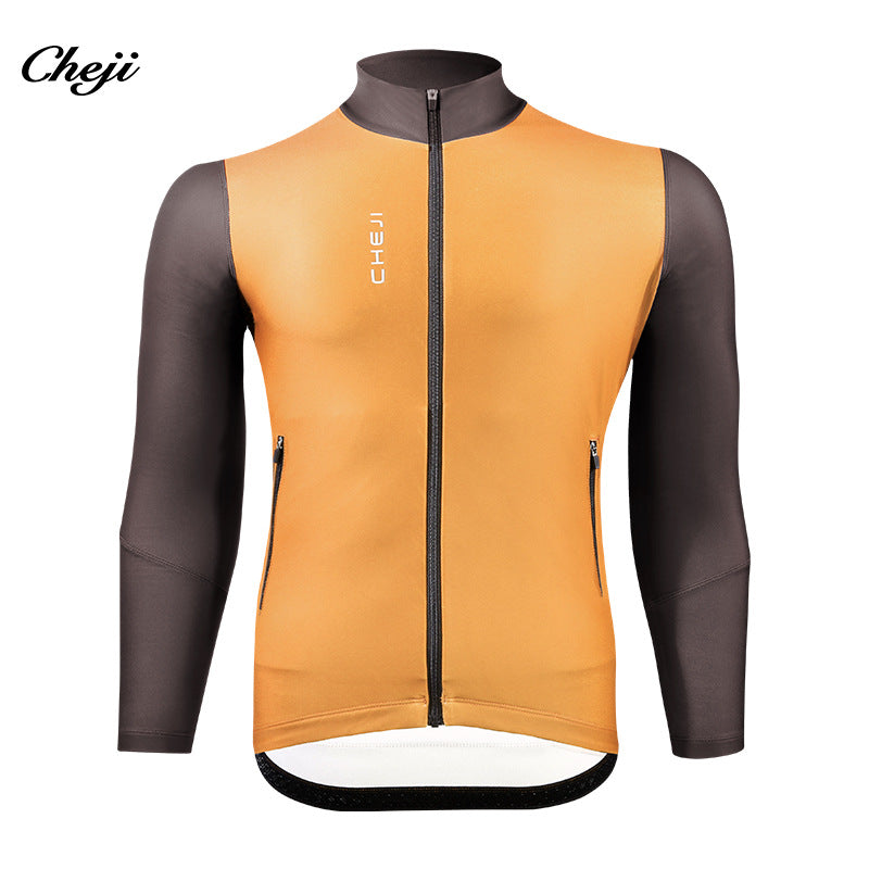 Tracks: Winter fleece cycling jersey men's long sleeve top jacket for warmth