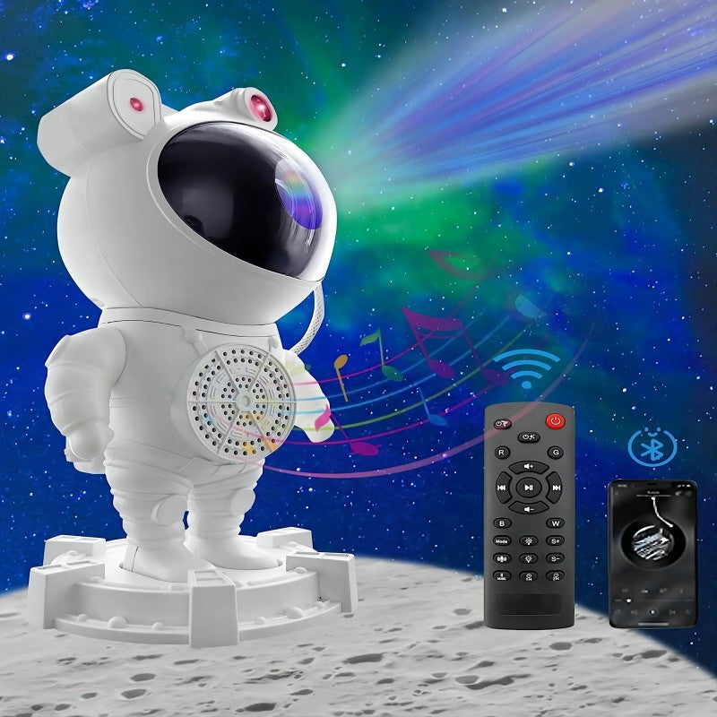 Astronaut starry sky projector lamp, standing posture, Bluetooth audio, white noise projection atmosphere lamp