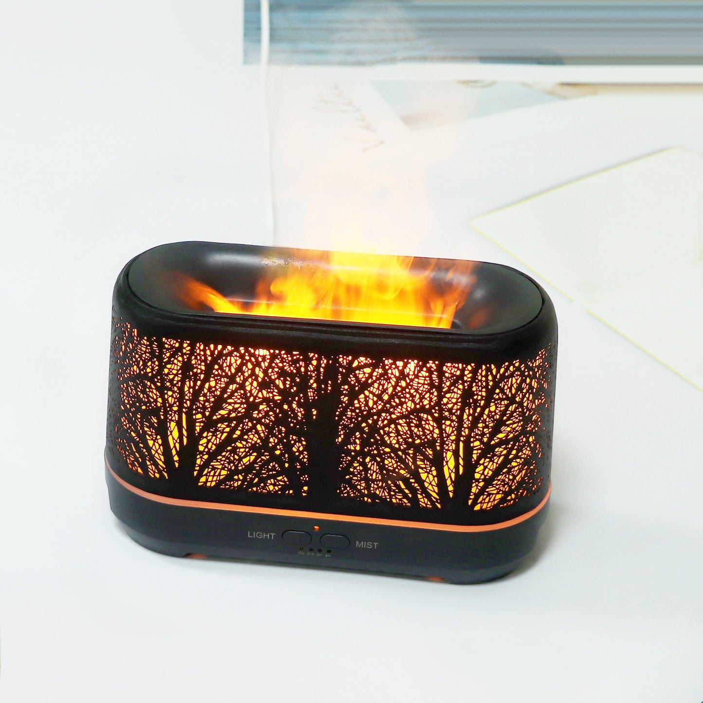 New wrought iron hollow forest lantern flame humidifier household flame essential oil aroma diffuser