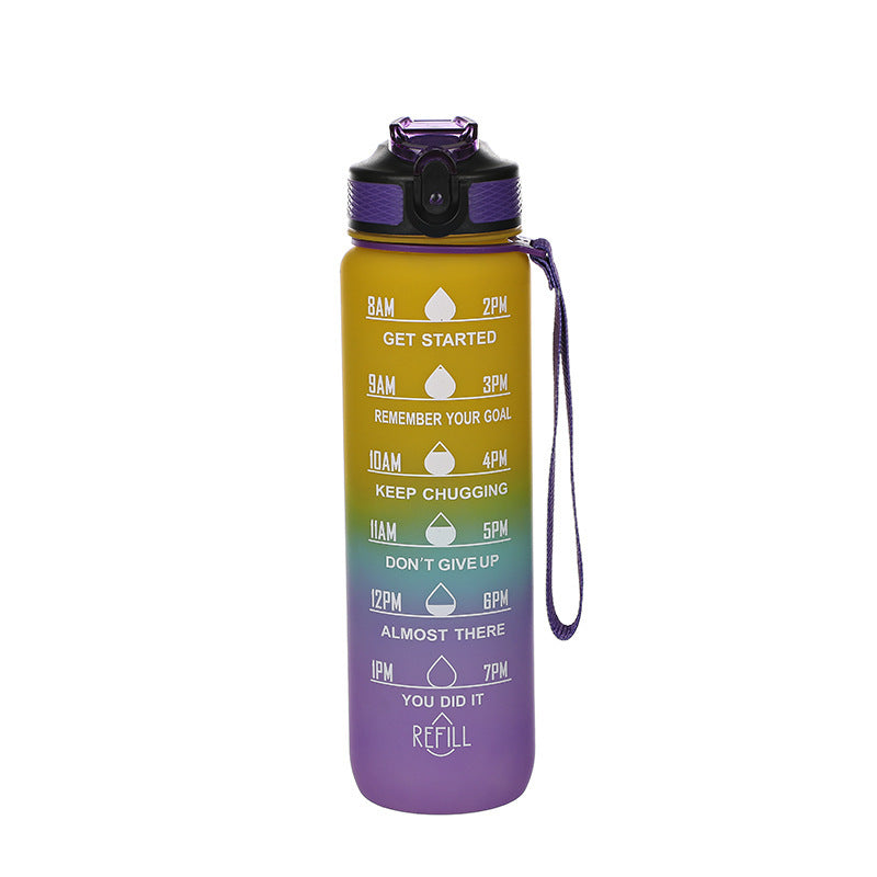 1L Leakproof Drink Bottles with BPA Free Tritan Non-Toxic Plastic, Sports Water Bottle with Motivational Time Marker & Straw