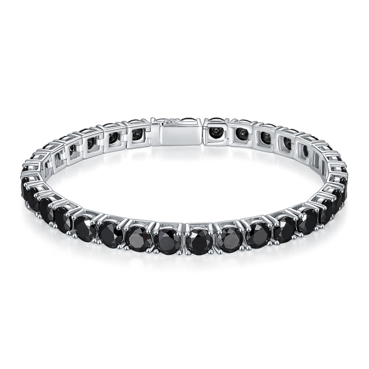 Hip Hop Classic Four Claws 30 Minutes 50 Minutes 1 Carat Full Circle Black Moissanite 925 Silver Tennis Bracelet Over Diamond Pen