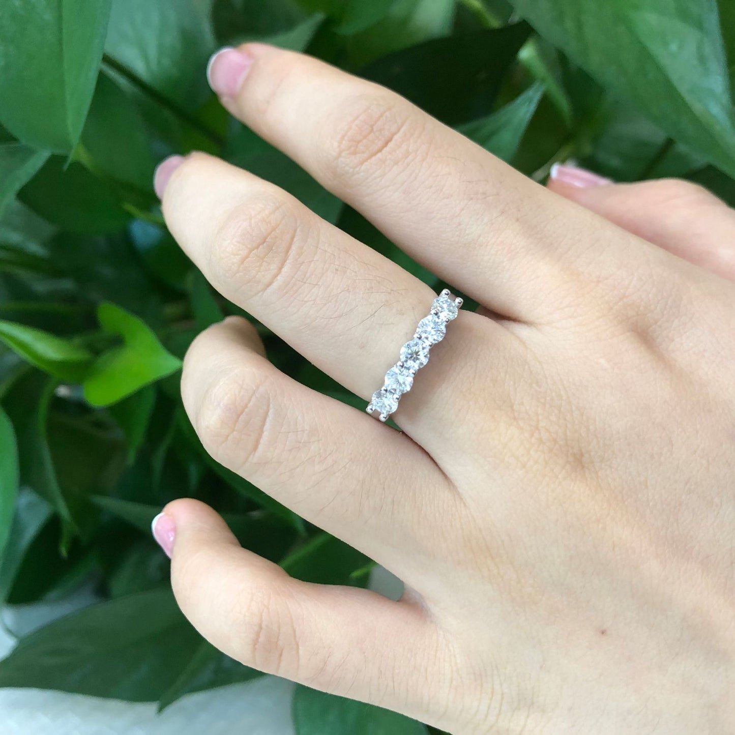 Classic Seven Stars Seven Diamonds Five Diamonds Row Ring Korean Version Fashion Seven Princesses 925 Silver Inlay D Color Super White Moissanite Ring Female