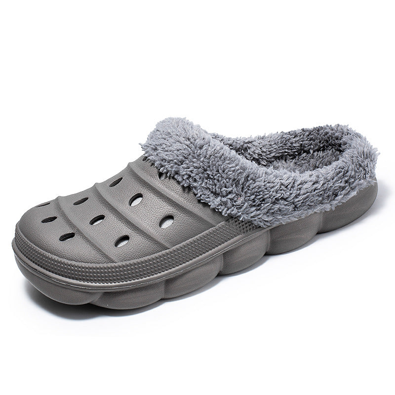 Winter velvet warm home cotton slippers couple room cotton slippers hole shoes garden shoes