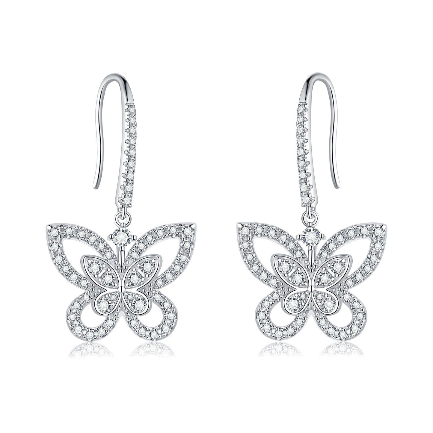 Phantom Butterfly Drop Earrings Full of Diamonds, Moissanite Hooks Versatile