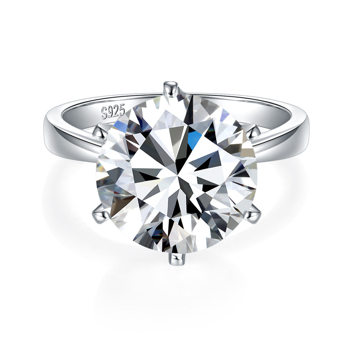 8 Carat Round 13.0mm Moissanite Classic Simple Six Prong Ring