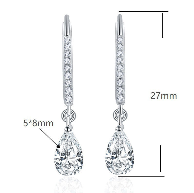 Water Drop 5*8mm One Carat Pear Shaped Earrings S925 Sterling Silver Gold Plated Women's Full Moissanite Earrings