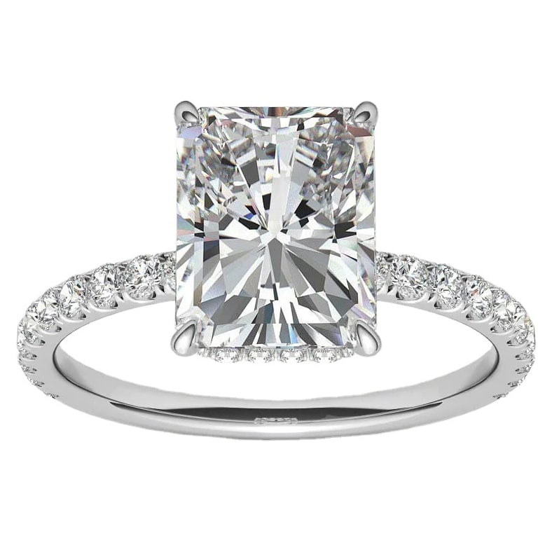 4 Carat 8*10 Radiant Enche Radiant 925 Silver Moissanite Ring