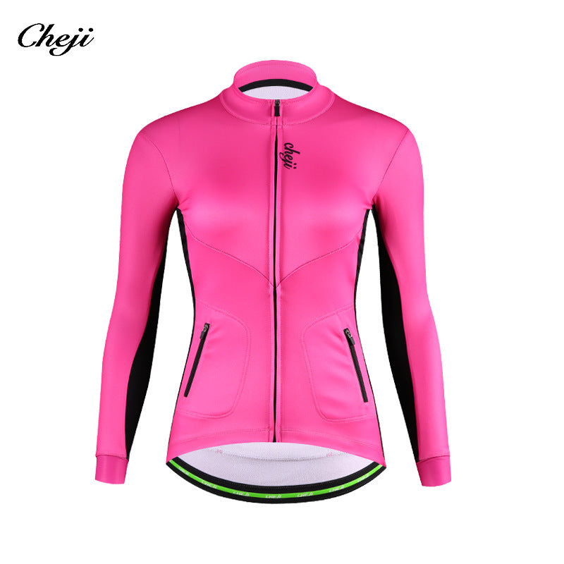 cheji car trail winter fleece cycling clothes women's long sleeve jacket thickened warm outdoor