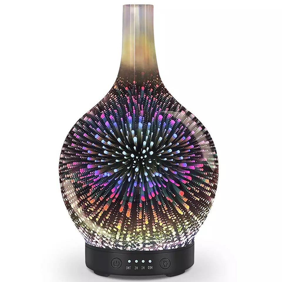Luminous ultrasonic atomization 3D glass aromatherapy humidifier diffuser colorful fireworks pattern