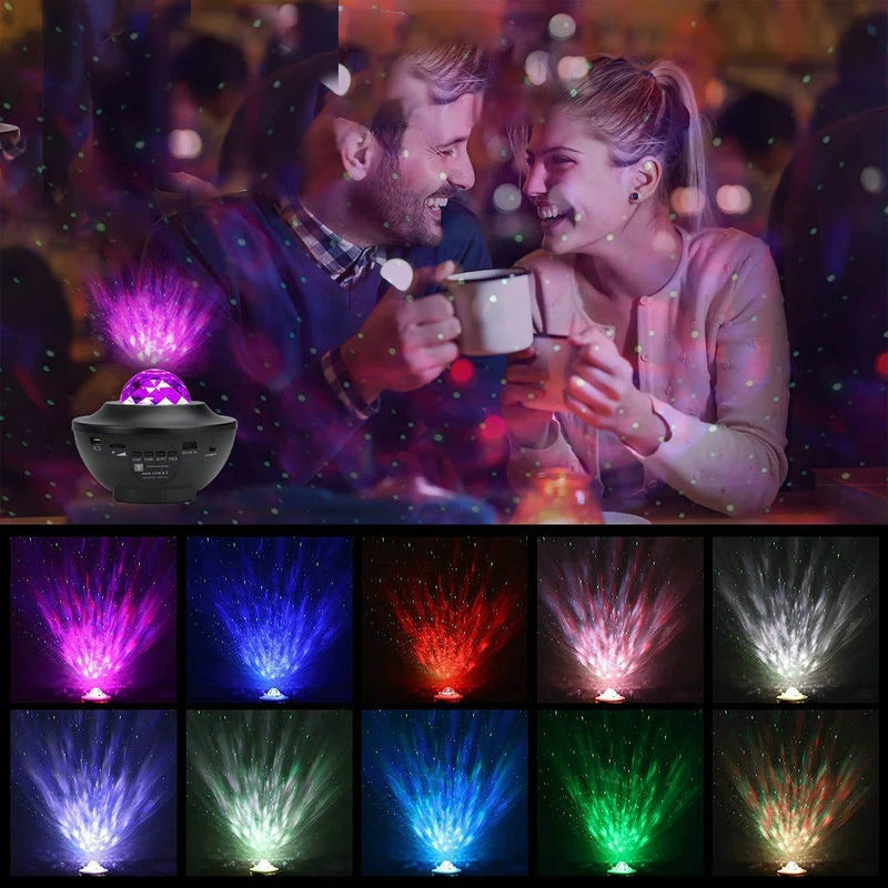 Remote Control Creative LED Music Starry Water Starry Sky Projector Light Creative Color Laser Water Ripple Bedroom Atmosphere Light