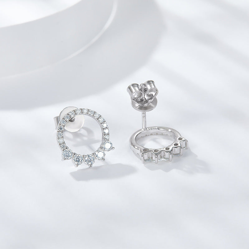 Hoop earrings are fully inlaid with full moissanite stud earrings and silver plated with 18k white gold