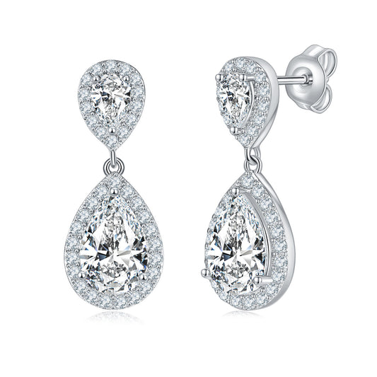 Luxury Water Drop D Color Pear Moissanite Earrings S925 Sterling Silver Gold Plated Stud Earrings