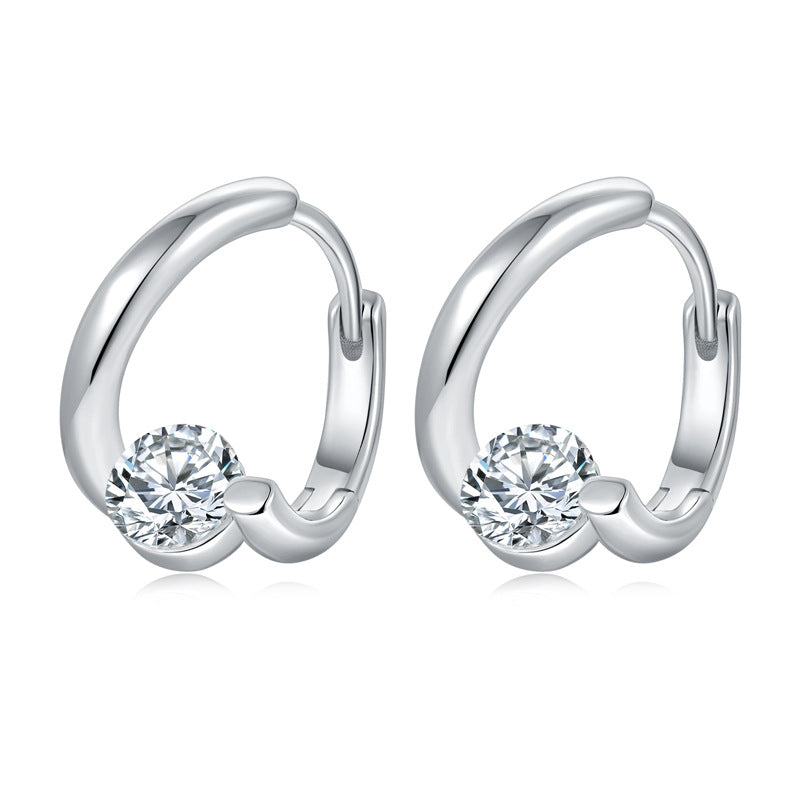 Niche ins style earrings 5.0mm round moissanite simple commuter style female stud earrings