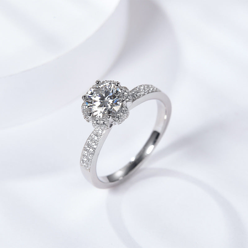 Wishing fountain bud closed moissanite ring 2 carat micro-set zircon engagement diamond ring