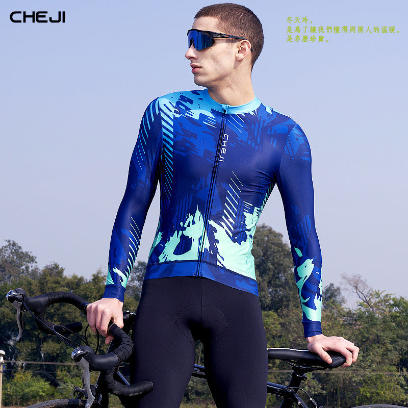 Good quality cycling wear men's winter fleece long-sleeved top to keep warm