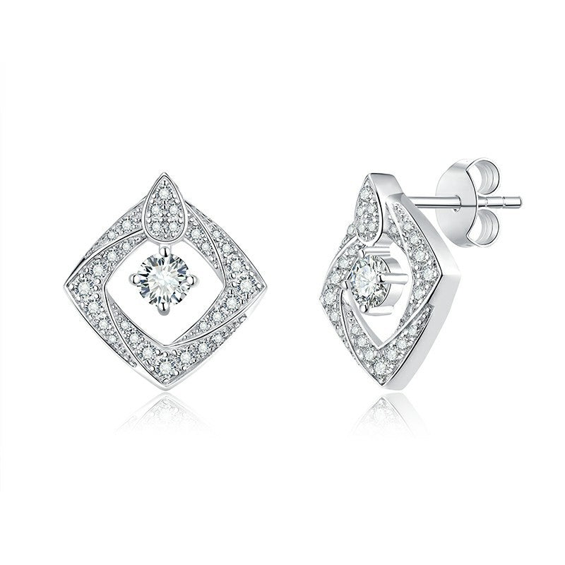 Winter New Josephine Square 30 Cent Moissanite Group Set Silver Plated 18K White Gold Niche Popular Stud Earrings