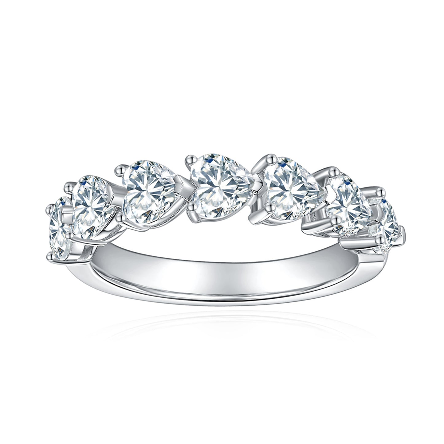 Heart diamond ring full of heart-shaped ring full of diamonds, sterling silver plated 18k gold, moissanite ring ring stacking