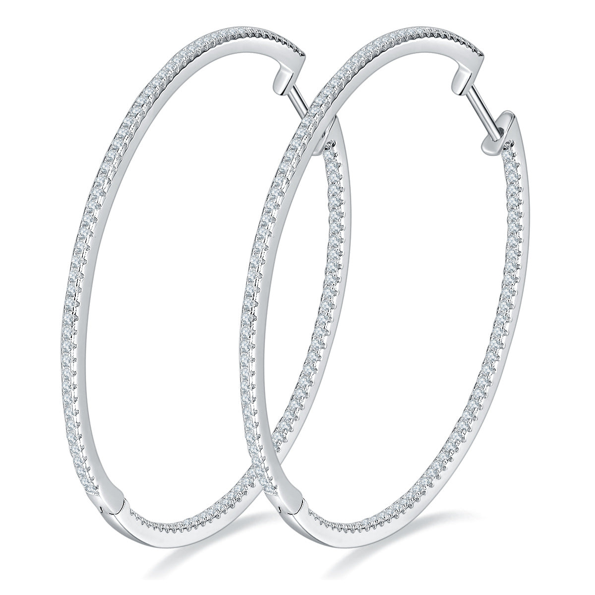 New Luxury Oversized 50mm Hoop Earrings Full Diamond 1.1mm Round Moissanite