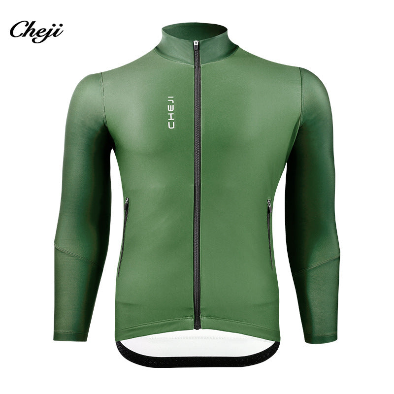 Tracks: Winter fleece cycling jersey men's long sleeve top jacket for warmth