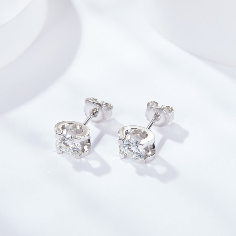 Classic 30 minutes 50 minutes one carat Moissanite bull head birthday gift for girlfriend earrings