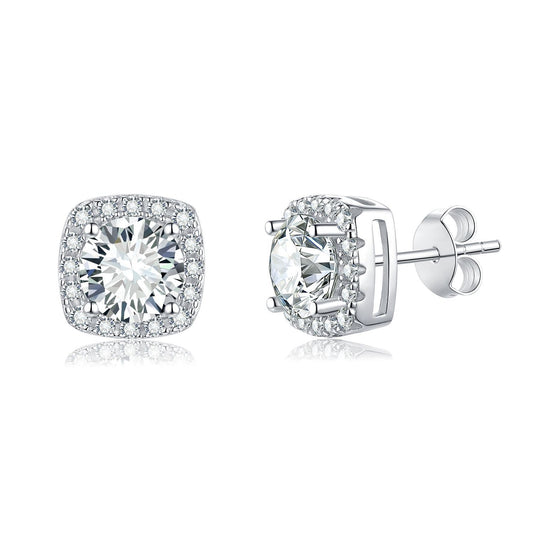 Moissanite Earrings S925 Silver Luxury Square Bag Moissanite Silver Stud Earrings Earrings Accessories