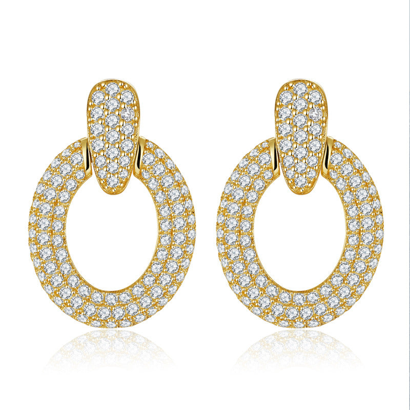 ins style  station small fresh earrings D color VVS moissanite stud earrings S925 silver plated 18k gold earrings