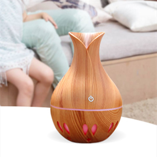 400ML Portable USB wood grain aromatherapy humidification colorful wood grain hollow aromatherapy night light purifying air humidification aroma diffusion