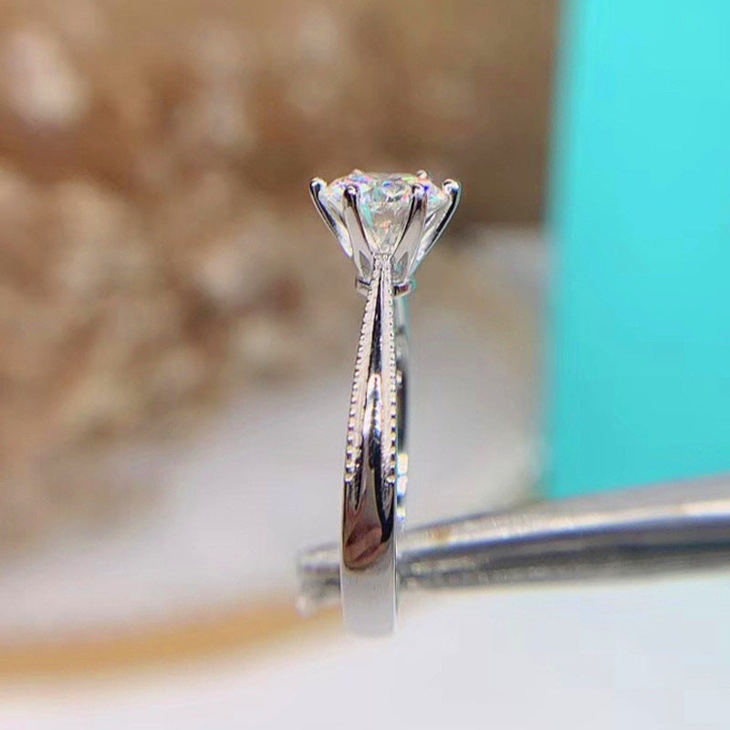 New 925 silver moissanite bead edge ribbon six-prong live  with gifts for girlfriend rings