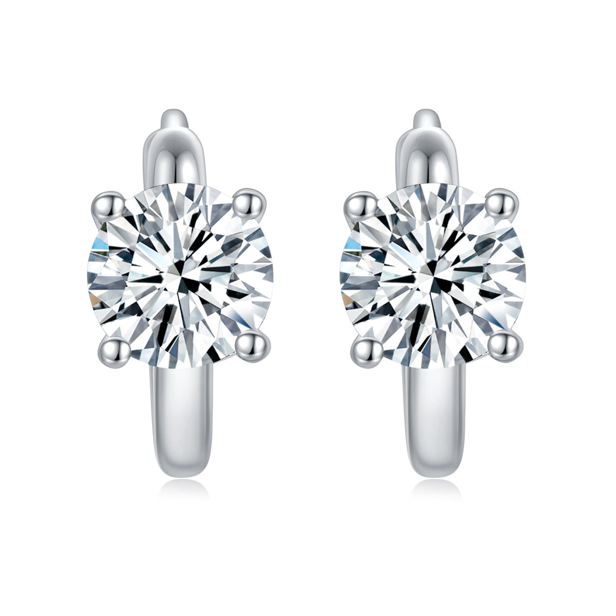 Classic Four-Claw 1 Carat Moisan Earrings Over Diamond Pen Silver Plated 18K Gold Earrings Will Not Fall