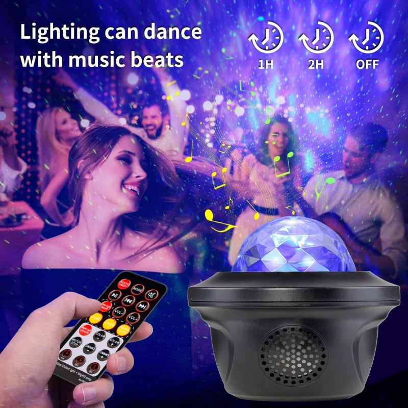 Starry sky light, projection light, laser water ripple light, bluetooth music atmosphere, night light, creative romantic projector light