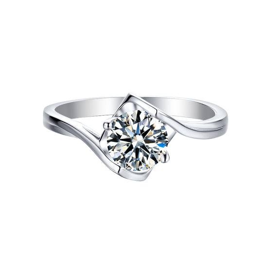 Classic D Color Moissanite Diamond Ring Angel Kiss Silver Plated 18k Ring Proposal Valentine's Day Gift