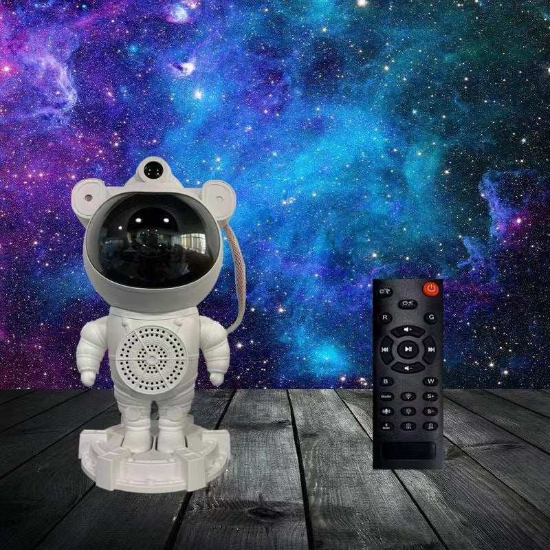 Astronaut starry sky projector lamp, standing posture, Bluetooth audio, white noise projection atmosphere lamp