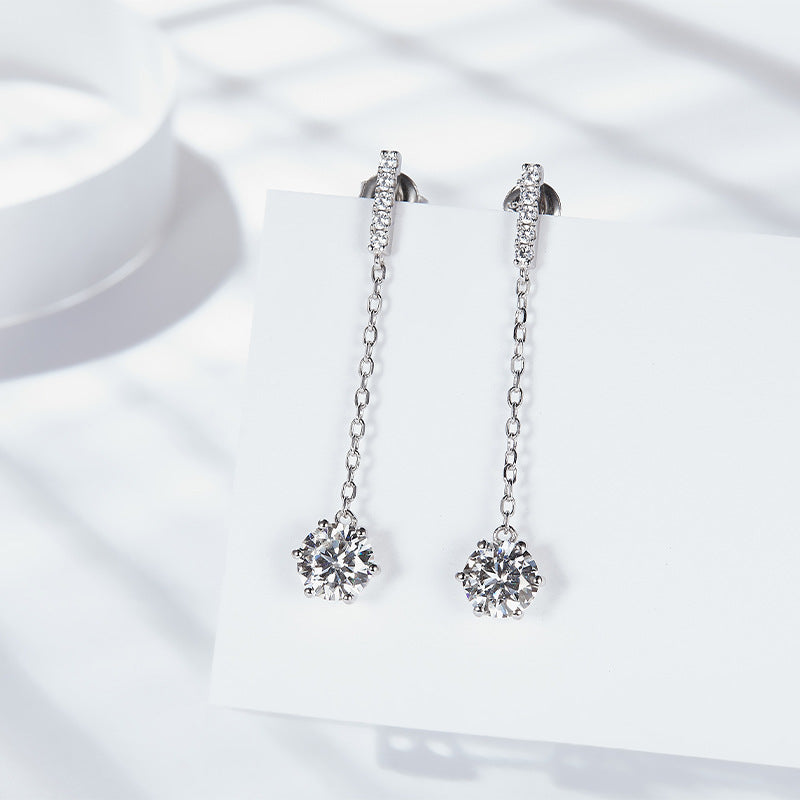 S925 Silver Six Claw Stud Earrings Tassel Earrings Feminine Sense of Luxury Moissanite Earring Earrings