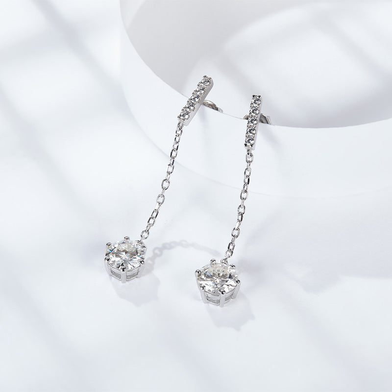 S925 Silver Six Claw Stud Earrings Tassel Earrings Feminine Sense of Luxury Moissanite Earring Earrings