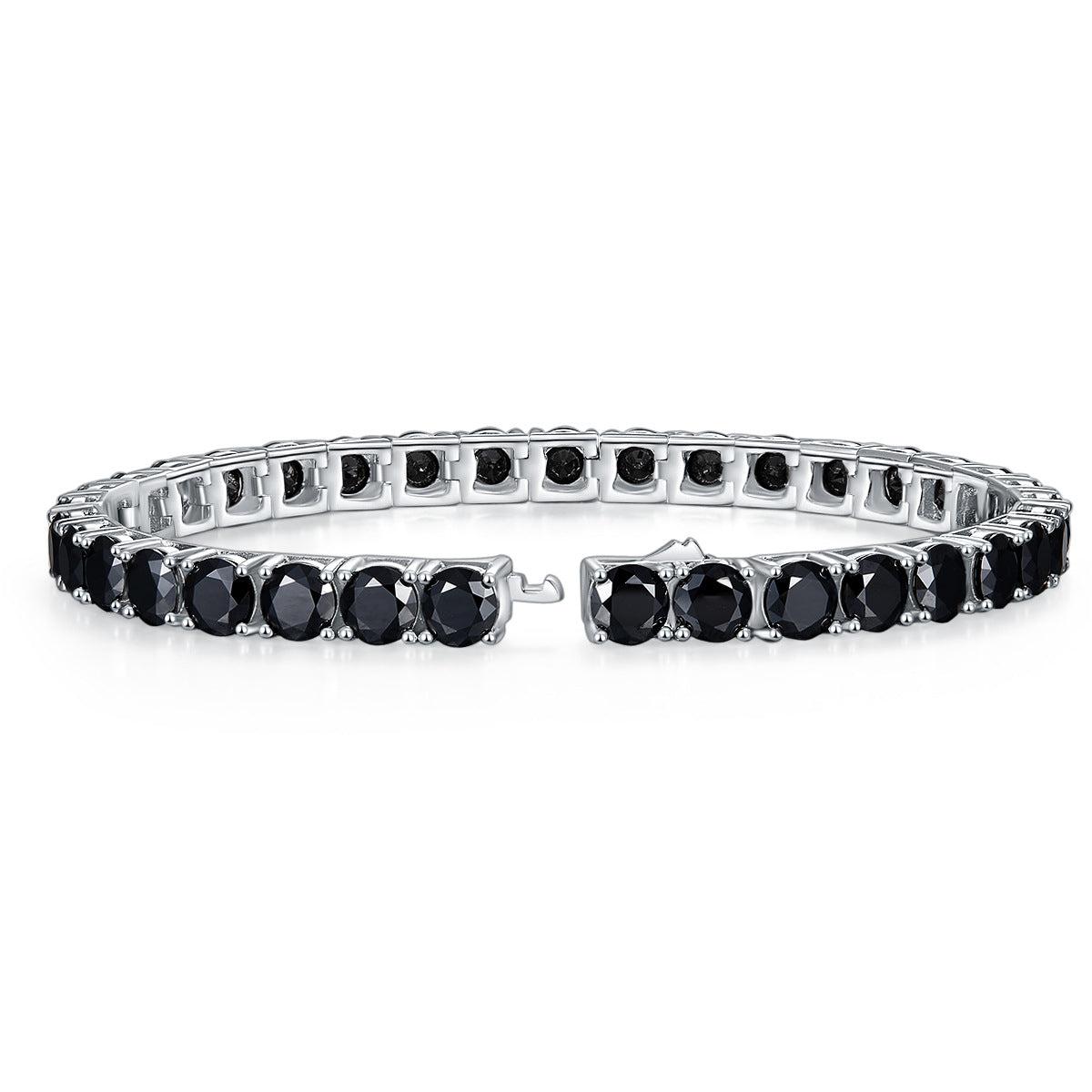 Hip Hop Classic Four Claws 30 Minutes 50 Minutes 1 Carat Full Circle Black Moissanite 925 Silver Tennis Bracelet Over Diamond Pen