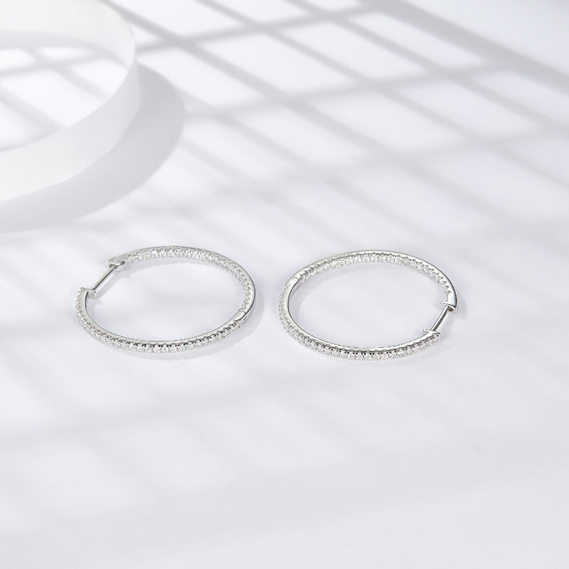 New Circle Earrings S925 Sterling Silver Stud Earrings Women's High-end Moissanite Earrings Show Small Face