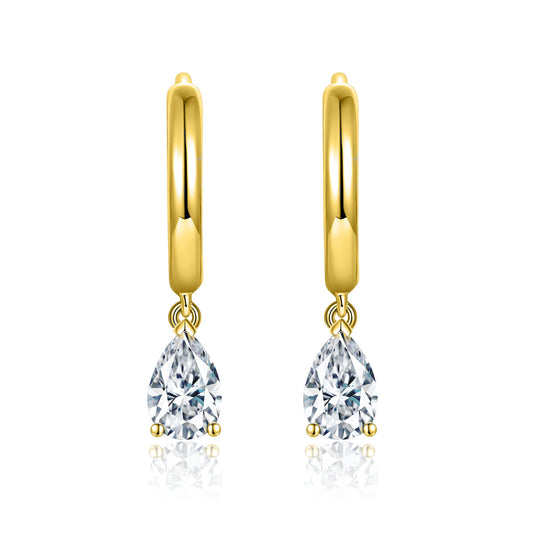 New 4*6mm Drop Pear Drop Earrings Authentic Moissanite Drill Pen S925 Silver Plated 18k Gold Earrings