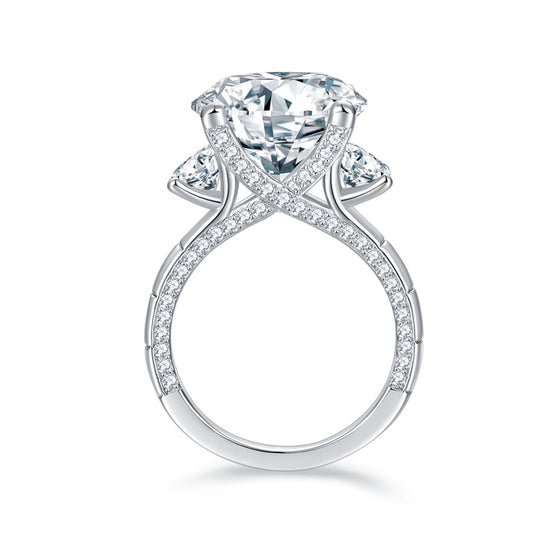 Luxurious and atmospheric round 13.0mm 8ct full moissanite silver gold-plated ring