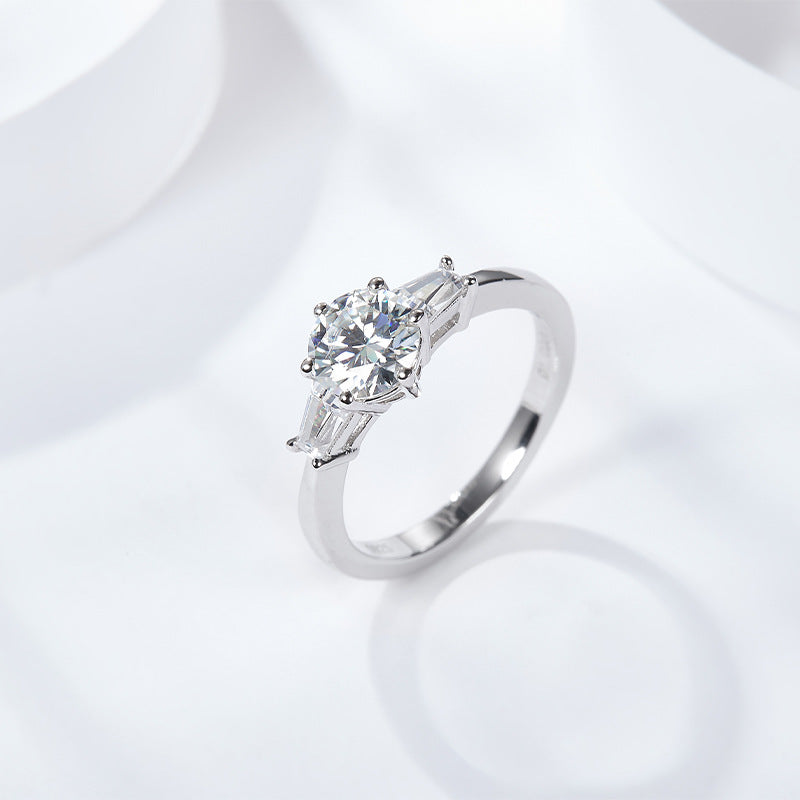 Classic Left and Right Fengyuan, Ladder Square Round Moissanite Rings, Recommended Wedding Gifts