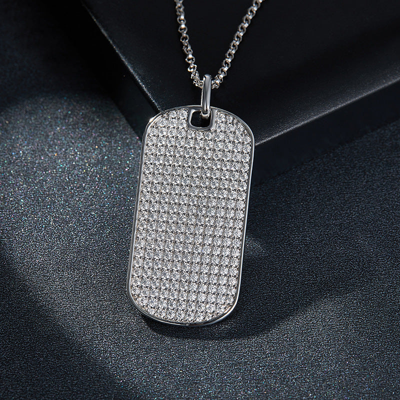 Hip-hop style full of diamonds D color VVS Moissanite necklace seconds over the drill pen oval pendant men's fashion brand accessories sterling silver