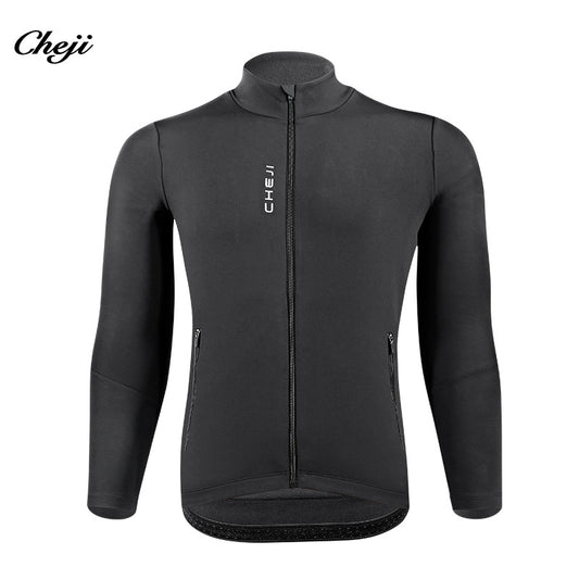 Tracks: Winter fleece cycling jersey men's long sleeve top jacket for warmth