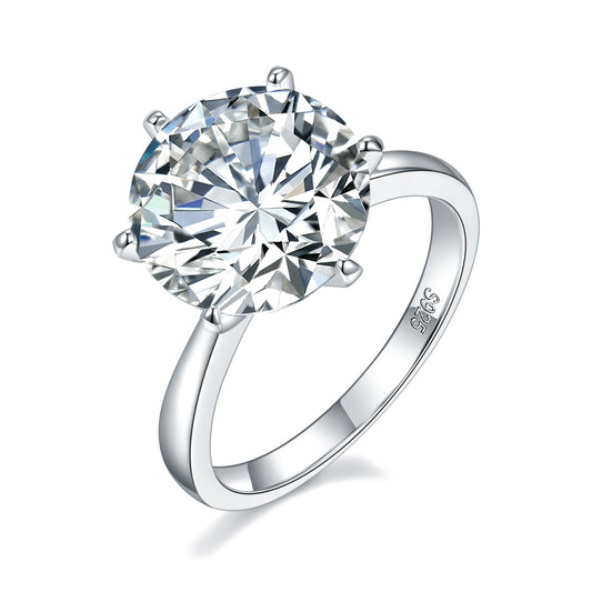 8 Carat Round 13.0mm Moissanite Classic Simple Six Prong Ring